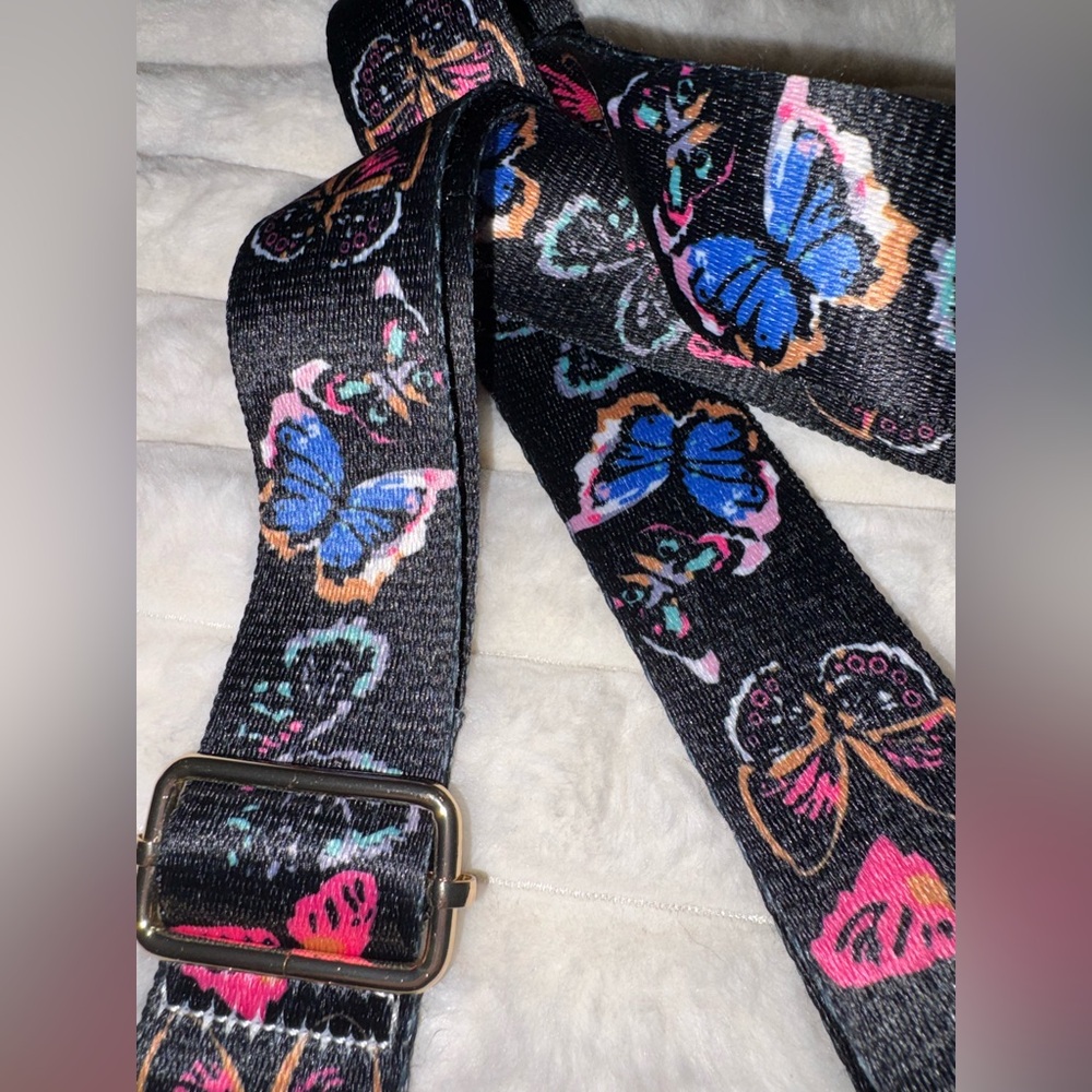 Guitar Handbag Butterfly Print Strap with Gold Hardware - Picture 2 of 2